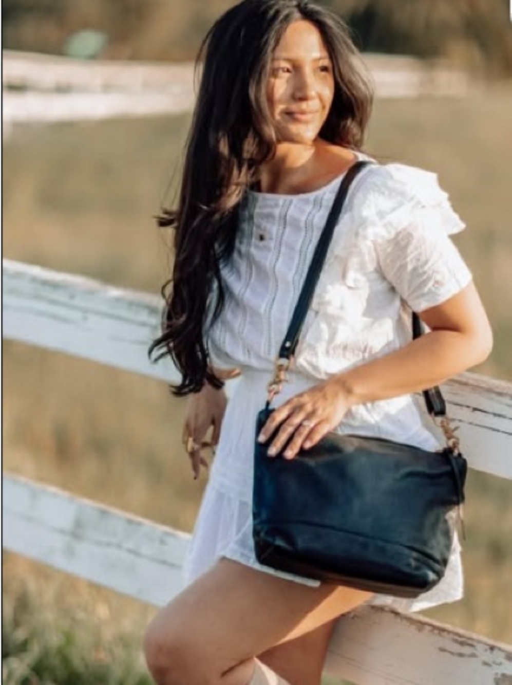 Rais Case Black Leather Messenger Crossbody Bag